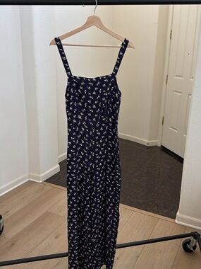 & other stories navy floral jumpsuit size 6